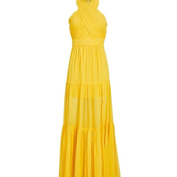 NWT VERONICA BEARD Florencia YELLOW Crinkle Silk EVENING DRESS MOB PROM 4 $698! - Picture 3 of 12